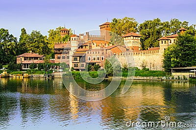 Turin (Torino), Borgo Medievale Stock Photo