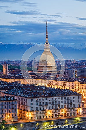 Turin (Torino), Mole Antonelliana and Piazza Vittorio Stock Photo