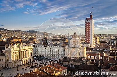 Turin (Torino), panorama from the Cathedral bell tower Stock Photo