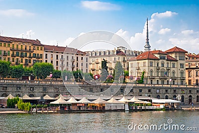 Turin (Torino), river Po and Murazzi Stock Photo