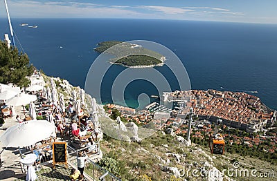 Turist at Dubrovnik cable car station Editorial Stock Photo