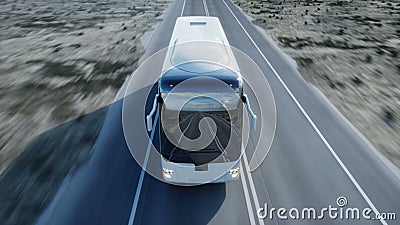 Turist- vit buss på vägen, huvudväg Mycket snabb körning o Realistisk animering 4K vektor illustrationer Turist- vit buss på vägen, huvudväg Mycket snabb körning o Realistisk animering 4K vektor illustrationer