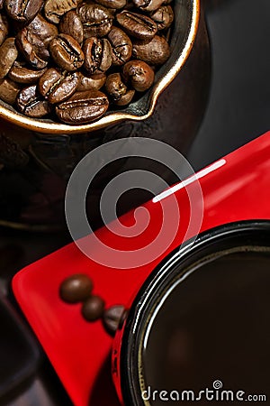 Turk coffee with beans Stock Photo