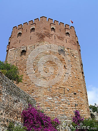 Turkey, Alanya - Red tower Stock Photo