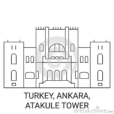 Turkey, Ankara, Atakule Tower travel landmark vector illustration Vector Illustration