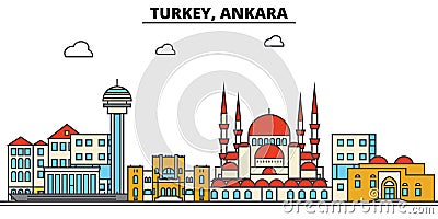 Turkey, Ankara. City skyline architecture . Editable Vector Illustration