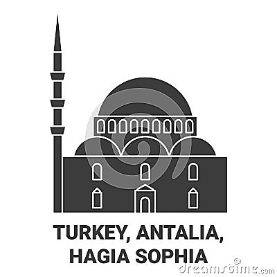 Turkey, Antalia, Hagia Sophia travel landmark vector illustration Vector Illustration