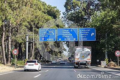 Turkey / Antalya city road signs Editorial Stock Photo