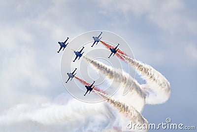 Turkish army planes performing air show Editorial Stock Photo