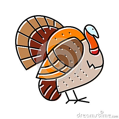 turkey bird autumn season color icon vector illustration Cartoon Illustration