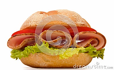 Turkey breast kaiser roll - low angle Stock Photo