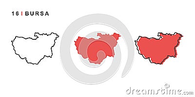 Turkey, Bursa city map. Simple vector illustration isolated on a white background. Vector Illustration