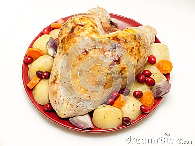 Turkey crown with stuffing and vegetables Stock Photo