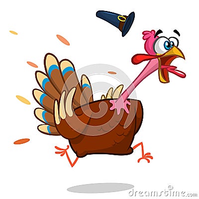 Turkey Escape Cartoon Mascot Character. Vector Illustration Isolated on white Vector Illustration