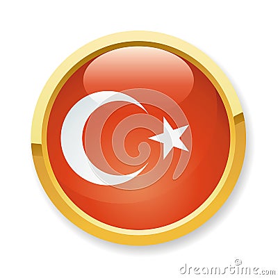 Turkey flag button Cartoon Illustration