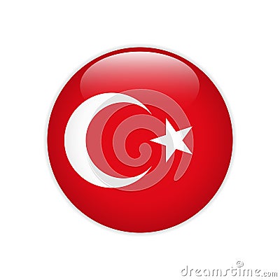 Turkey flag on button Vector Illustration