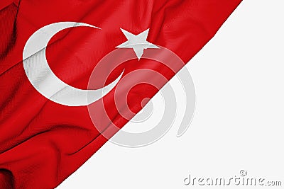 Turkey flag of fabric with copyspace for your text on white background Stock Photo