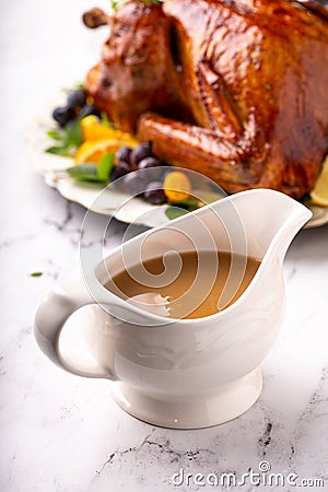 Turkey gravy for Thanksgiving Stock Photo