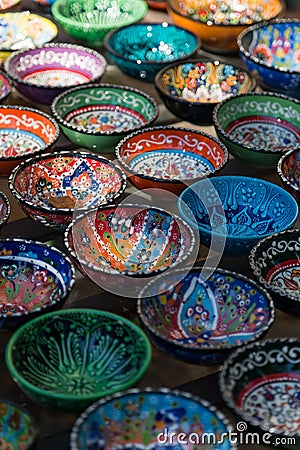 Turkey hand painted bowls Stock Photo