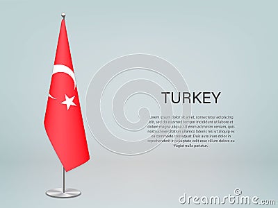 Turkey hanging flag on stand. Template forconference banner Stock Photo