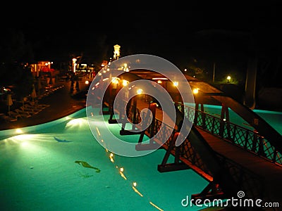 Turkey hotel, swimming pool, bar, evening, swimming pool Editorial Stock Photo