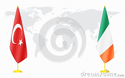 Turkey and Ireland flags for official meeting Vector Illustration