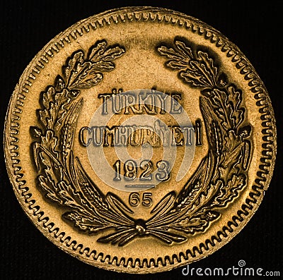 Turkey Kurush Ataturk Gold Coin Stock Photo