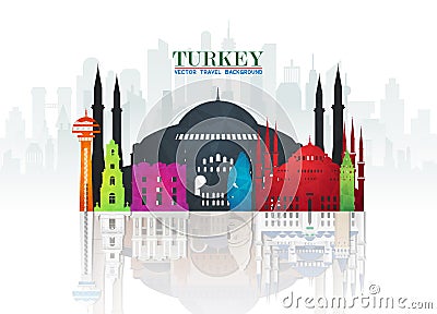 Turkey Landmark Global Travel And Journey paper background. Vector Design Template.used for your advertisement, book, banner, Vector Illustration