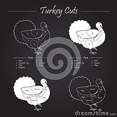 Turkey male cuts scheme Vector Illustration