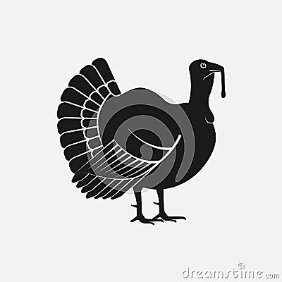 Turkey male silhouette. Farm animal icon Vector Illustration