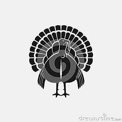 Turkey male silhouette front view. Farm animal icon Vector Illustration