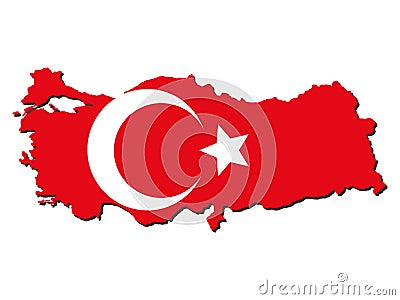 Turkey map flag Cartoon Illustration