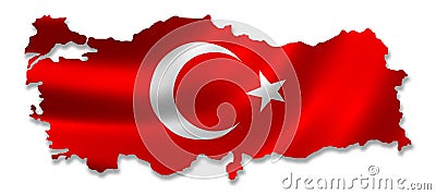 Turkey map with flag. Stock Photo