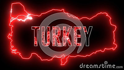 Turkey map with neon light. Creative country shape with technology lights Stock Photo