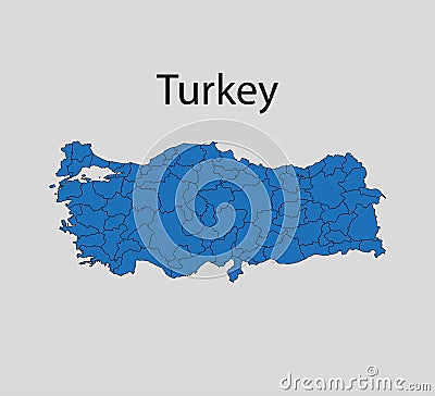 Turkey map, states border map. Vector illustration Cartoon Illustration