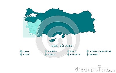 Turkey Aegean Region Map Stock Photo