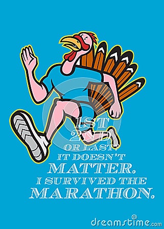 Turkey Marathon Runner Poster Cartoon Illustration