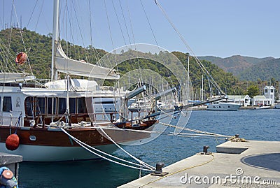 Turkey. Marmaris. Mediterranean coast. Walk on a yacht on the sea Editorial Stock Photo