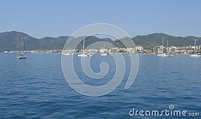 Turkey. Marmaris. Mediterranean coast. Walk on a yacht on the sea Editorial Stock Photo