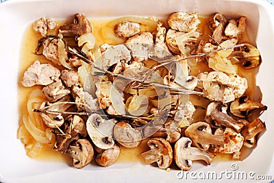 Turkey with mushrooms Stock Photo