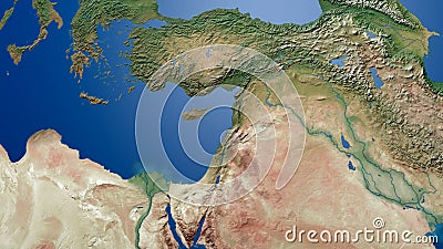 Turkey Palestine Israel Middle east Arabian gulf map Persian gulf map 3d rendering Stock Photo