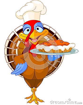 Turkey and Pie Vector Illustration