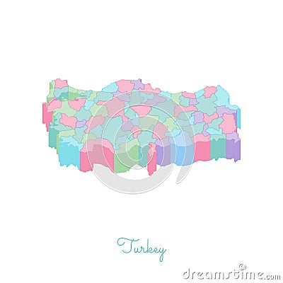 Turkey region map: colorful isometric top view. Vector Illustration