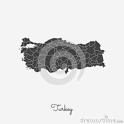 Turkey region map: grey outline on white. Vector Illustration