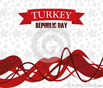 Turkey republic day, inscription background stars Vector Illustration