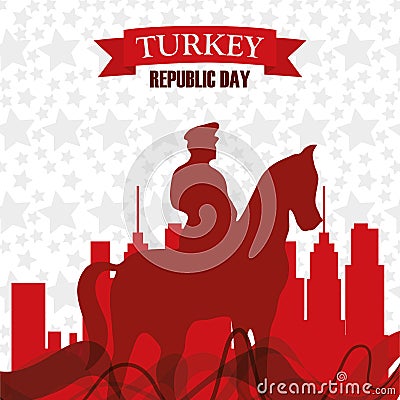 Turkey republic day, leader historical man in horse Vector Illustration