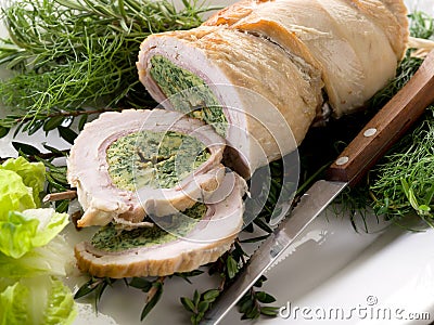 Turkey roll filled Stock Photo