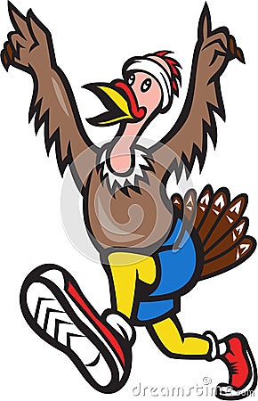 Turkey Run Runner Cartoon Isolated Vector Illustration