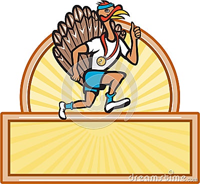 Turkey Run Runner Side Cartoon Isolated Vector Illustration