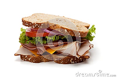 A turkey sandwich on whole-grain bread Stock Photo